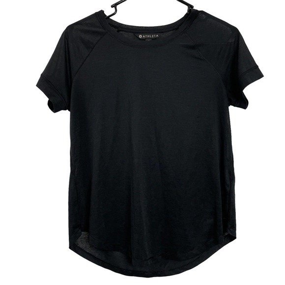 Athleta Tops - Athleta Vapor T-Shirt S Black Sheer Lightweight Breathable Crew Neck